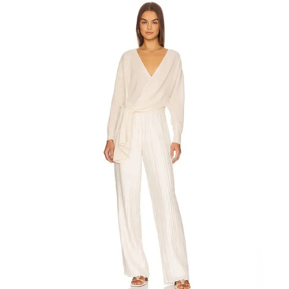 Jonathan Simkhai Tessy Pleats Pants Pleated White  Size Medium - Picture 2 of 11